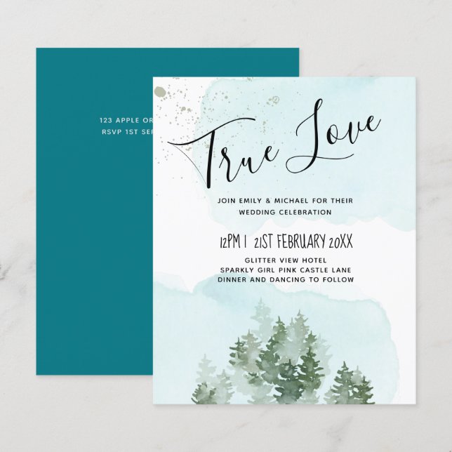 Pine Trees Teal and Sage Wedding (Front/Back)