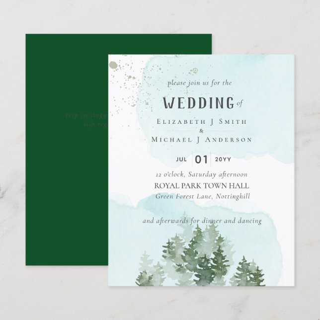 Pine Trees Teal and Sage Wedding (Front/Back)