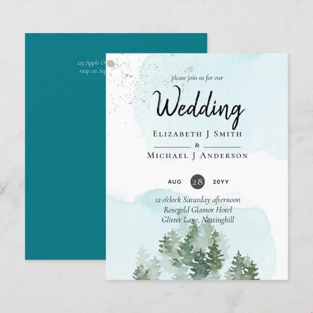Pine Trees Teal and Sage Wedding (Front/Back)