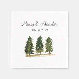 Pine Trees Watercolor Forest Wedding Party Napkin