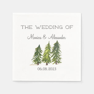 Pine Trees Watercolor Forest Wedding Party Napkin