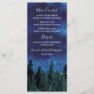 Pine Trees Watercolor Rustic Wedding Menu Cards