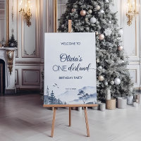 Pine Trees Winter Onederland Birthday Welcome