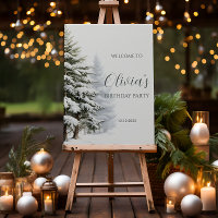 Pine Trees Winter Onederland Birthday Welcome