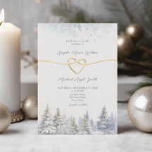 Pine Trees Winter Wedding Invitation