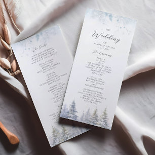 Pine Trees Winter Wedding Program Programme