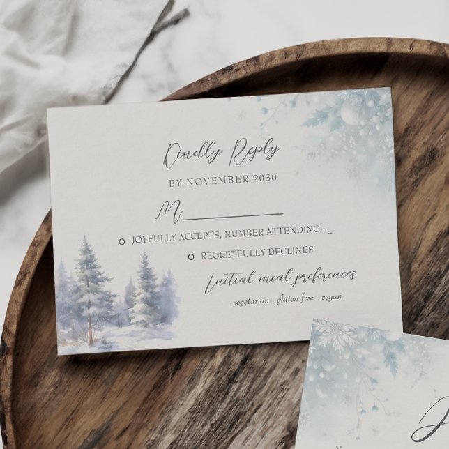 Pine Trees Winter Wedding RSVP Card (Creator Uploaded)