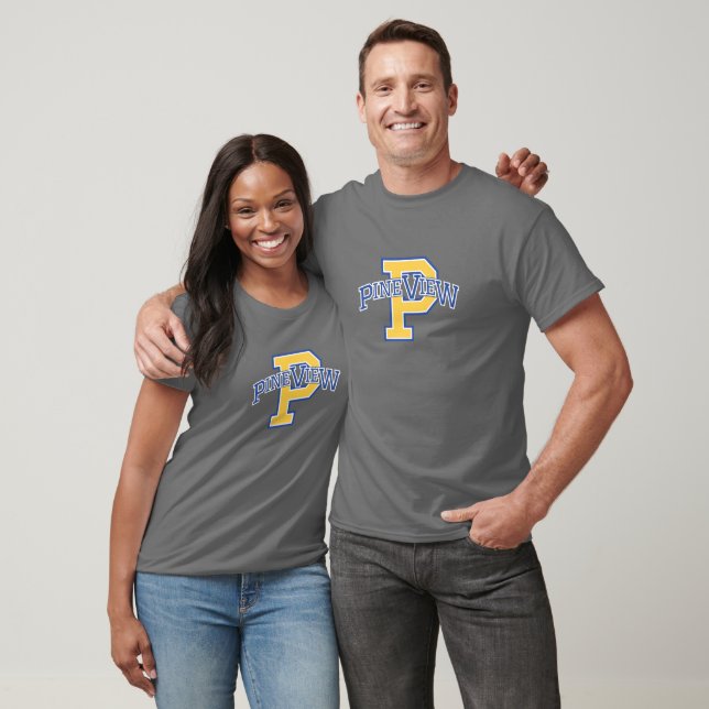 Pine View Collegiate Style T-Shirt in Dark Grey (Unisex)
