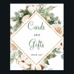 Pine Winter Cards and Gifts Bridal Shower Sign<br><div class="desc">Watercolor Pine & Winter Greenery Rustic Bridal Shower Game - Cards and Gifts Shower Game Sign</div>