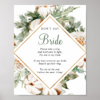Pine Winter Don't Say Bride Bridal Shower Sign
