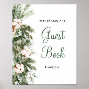 Pine Winter Guest Book Bridal Shower Sign