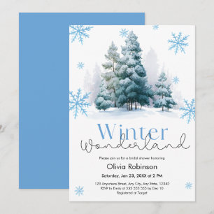 Pine Winter Wonderland Snowflakes Bridal Shower  Invitation