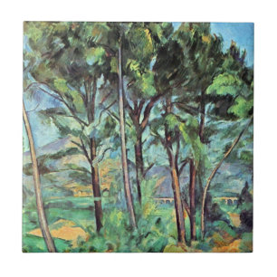 Pine with Viaduct by Paul Cezanne, Vintage Art Tile