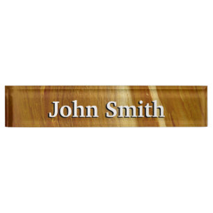 Pine Wood II Faux Wooden Texture Nameplate