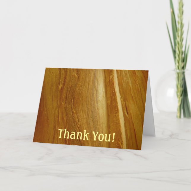 Pine Wood II Faux Wooden Texture Thank You Card (Front)