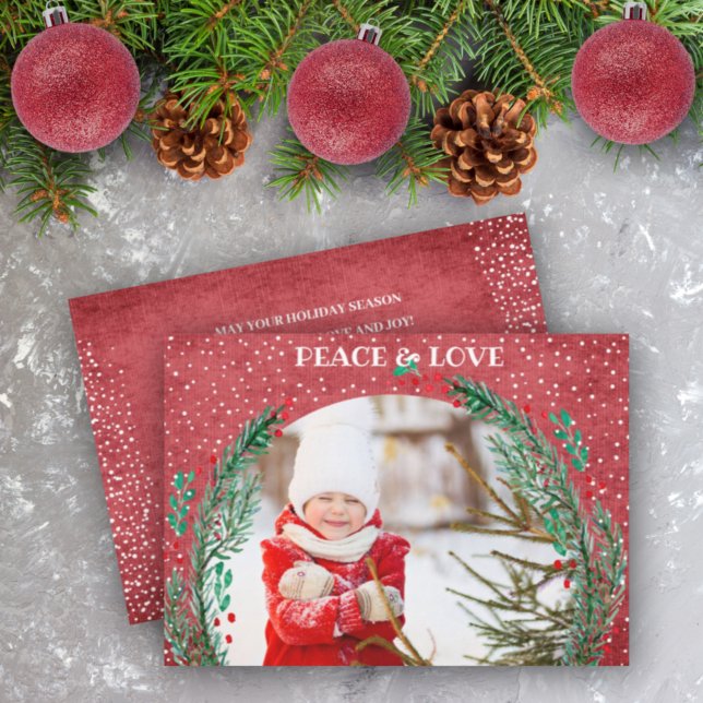 Pine Wreath Christmas Photo Holiday Card (Creator Uploaded)