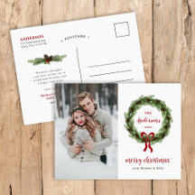 Pine Wreath Merry Christmas Photo