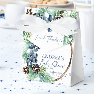 Pine wreath winter baby shower favors personalized favour box