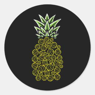 Pineapple Aloha Beaches Hawaii Beach Volleyball -  Classic Round Sticker