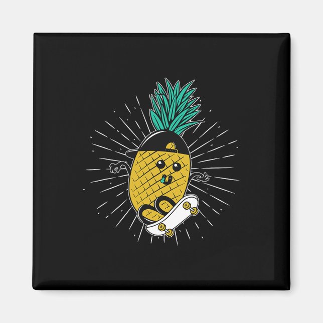 Pineapple Aloha Beaches Hawaii Skateboarding - Ska Magnet (Front)