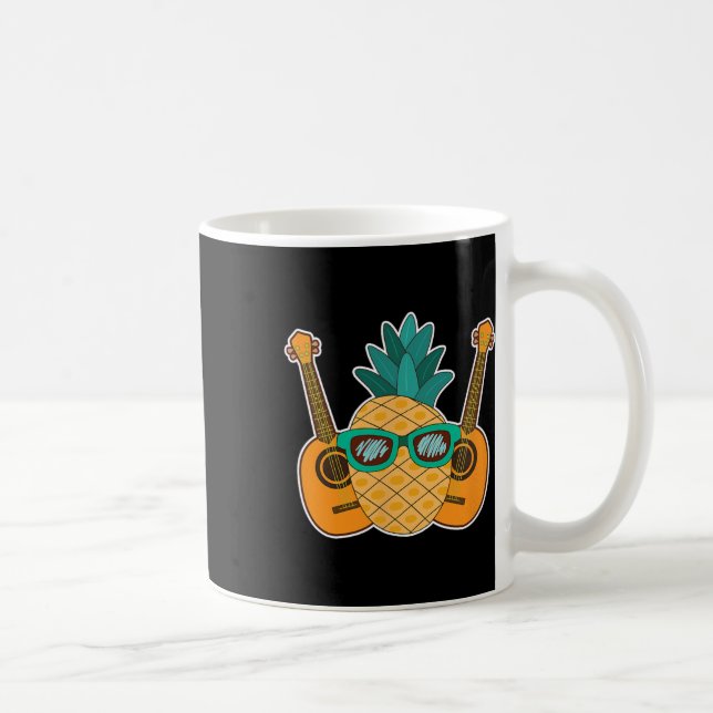 Pineapple Aloha Beaches Hawaii Ukulele Gift - Guit Coffee Mug (Right)