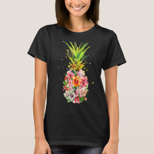Pineapple Aloha Beaches Hawaiian Flowers Hawaii Su T-Shirt