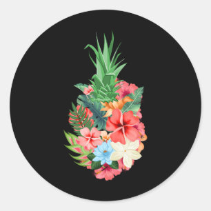 Pineapple Aloha Beaches Summer - Flowers Tropical Classic Round Sticker
