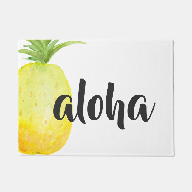 Pineapple Aloha Welcome Matt Doormat (Front)