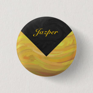Pineapple and Black Monogram 3 Cm Round Badge