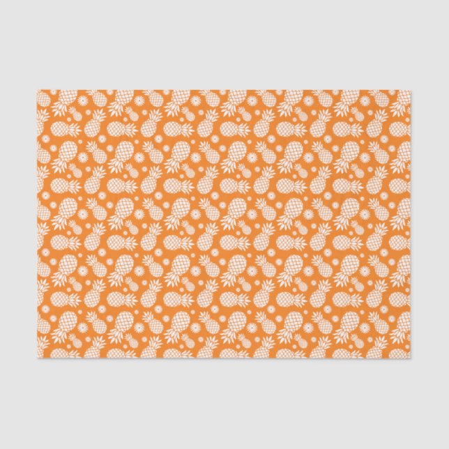 Pineapple and daisy orange white tissue paper (Front)