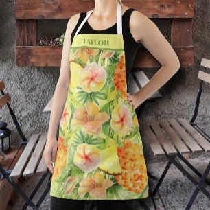 Pineapple and Flowers Personalized Apron