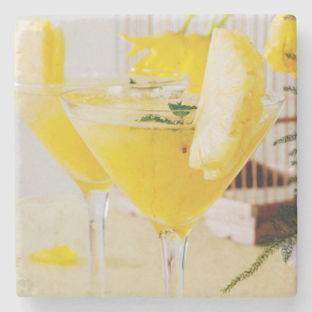 Pineapple and ginger Fresca cocktail Stone Coaster (Front)