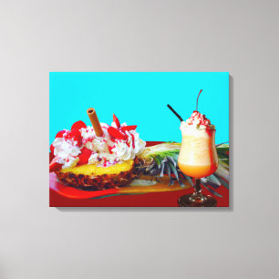 Pineapple and ice cream with a fruit smoothie canvas print