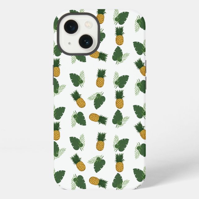 Pineapple And Palm Leaves iPhone Case (Back)