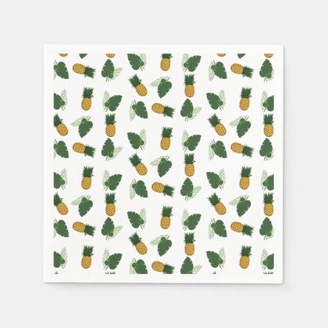 Pineapple And Palm Leaves Napkin (Front)