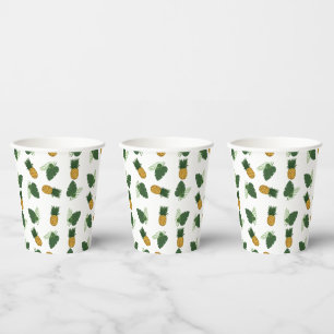 Pineapple And Palm Leaves Paper Cups