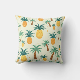 Pineapple and palm tree pattern design pillow