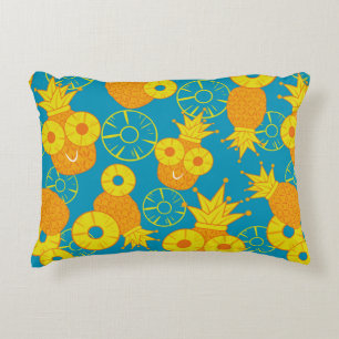 Pineapple and pineapple rings. Seamless doodle pat Decorative Cushion