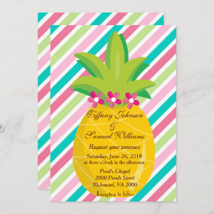 Pineapple and Rainbow Stripes Invitation