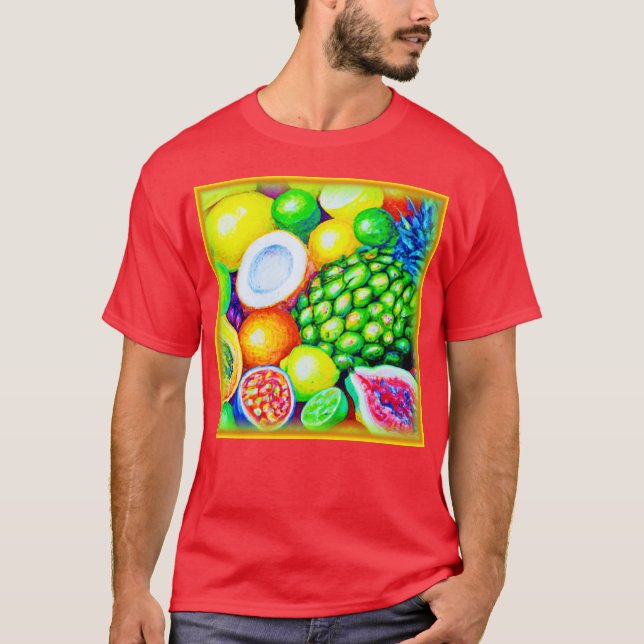 Pineapple and Tropical Fruits. Buy Now T-Shirt (Front)