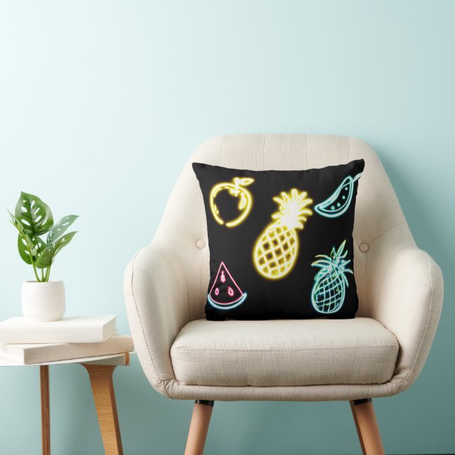 Pineapple and Tropical Fruits Neon Cushion (Chair)