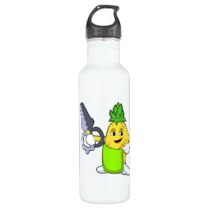 Pineapple as Hairdresser with Scissors & Razor 710 Ml Water Bottle
