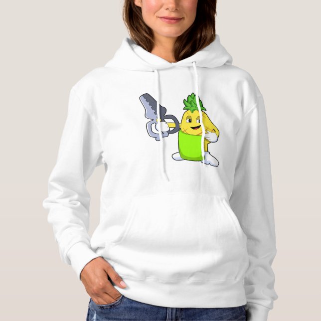Pineapple as Hairdresser with Scissors & Razor Hoodie (Front)