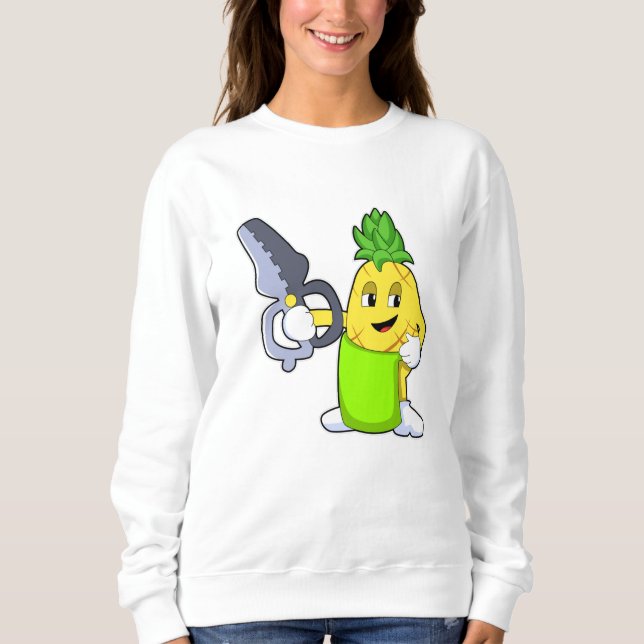 Pineapple as Hairdresser with Scissors & Razor Sweatshirt (Front)
