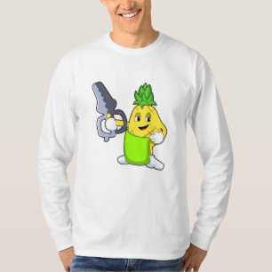Pineapple as Hairdresser with Scissors & Razor T-Shirt