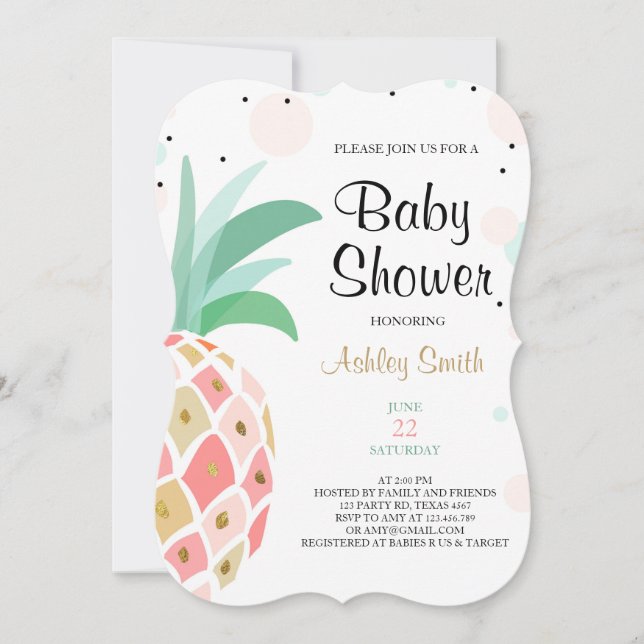 Pineapple Baby shower invitation Tropical Bridal (Front)