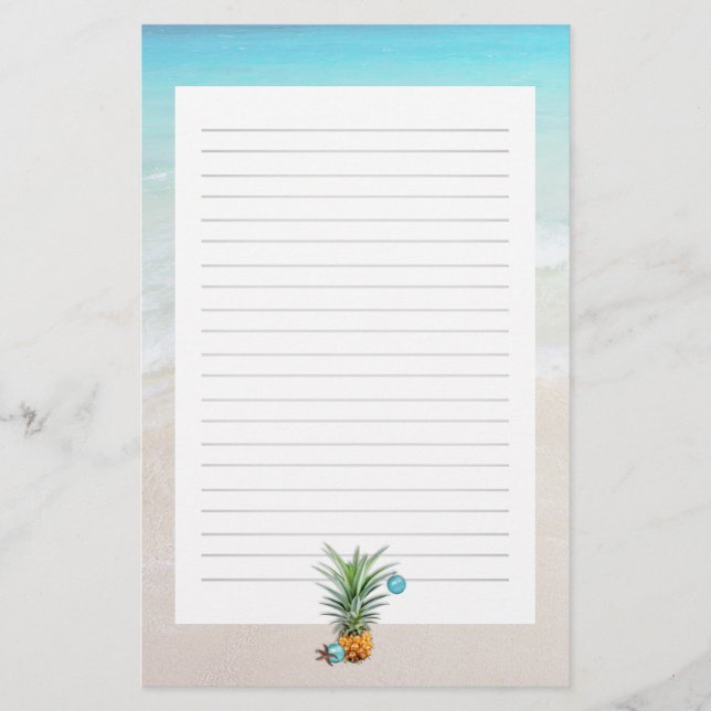 Pineapple Beach Christmas Lined Writing Paper (Front)