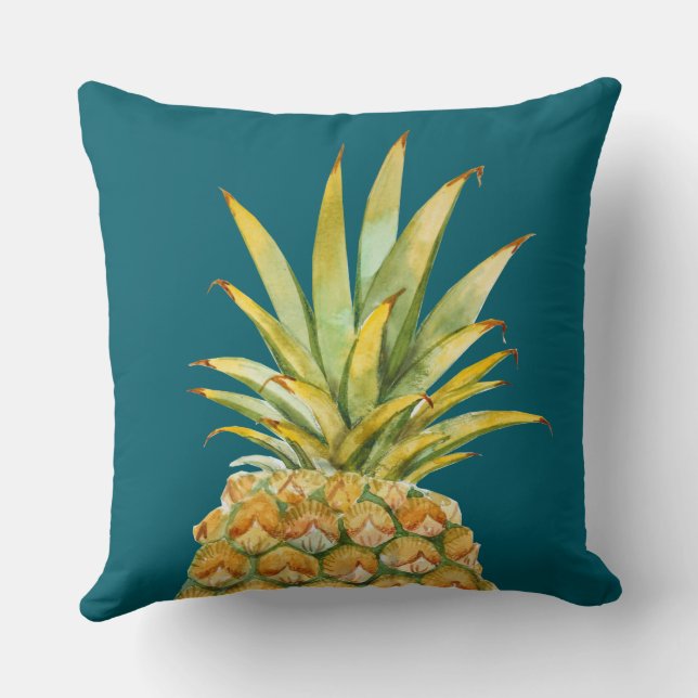 Pineapple Beach House Hunter Green Reversible Cushion (Back)