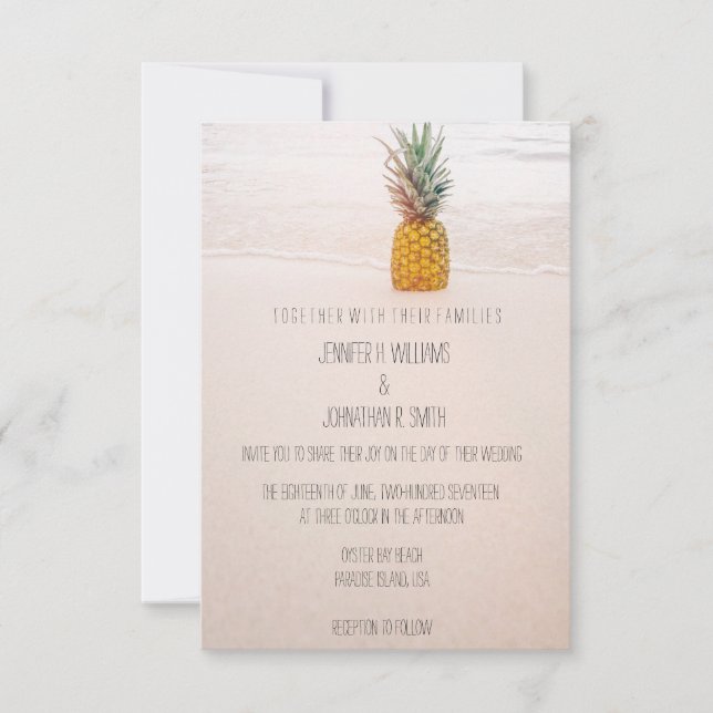 Pineapple Beach Wedding Invitations (Front)