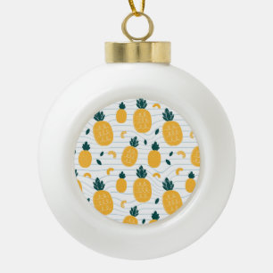 Pineapple Beauty: Hand Drawn Pattern Ceramic Ball Christmas Ornament